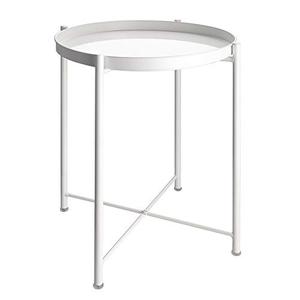 Table d'appoint ronde en métal, table basse étanche, petite table <span class=keywords><strong>de</strong></span> <span class=keywords><strong>canapé</strong></span> avec <span class=keywords><strong>plateau</strong></span> <span class=keywords><strong>amovible</strong></span> - Product Image 1