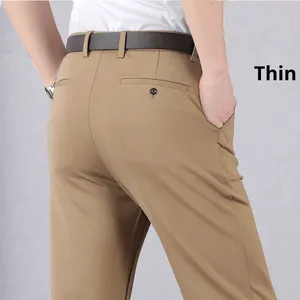 <span class=keywords><strong>Pantaloni</strong></span> estivi di seta di ghiaccio sottili transfrontalieri per uomini anziani di mezza età <span class=keywords><strong>pantaloni</strong></span> Casual a <span class=keywords><strong>vita</strong></span> alta con cerniera elastica - Product Image 6