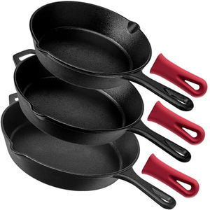 Vegetable Oil Coating <strong>Cast</strong> <strong>Iron</strong> Frying Pan 6inch <strong>Cast</strong> <strong>Iron</strong> Skillet 3 Pcs Pre-Seasoned <strong>Cast</strong> <strong>Iron</strong> <strong>Grill</strong> Skillet Fry Pan Set - Product Image 1