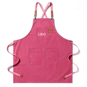 Tablier rose pour <span class=keywords><strong>chef</strong></span> de restaurant ou café, résistant à l'usure, imperméable, anti-taches, avec 3 poches et logo brodé personnalisé à bas prix - Product Image 1