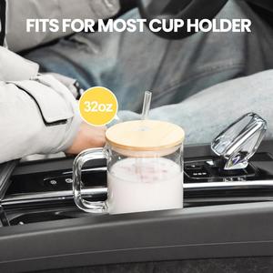 Taza de vidrio esmerilado transparente de 17 oz, ecológica, apta para lavavajillas, con sublimación UV, vinilo DTF, asa, tapa de bambú y pajita. - Product Image 2