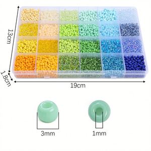 Juego de Cuentas de Arroz Pequeñas de 24 Cuadrados de Yiwu, Caja de Cuentas de Vidrio de 3 Colores, Accesorios para Hacer Pulseras y Collares Hechos a Mano - Product Image 3
