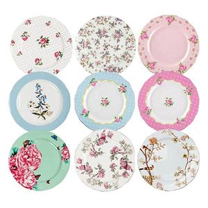 רויאל ורוד עלה סטייק קינוח הגשת חתונה צלחת בסדר עצם צלחת פורצלן זהב מטען צלחות - Product Image 1