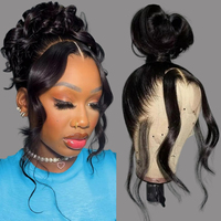 Perruque 360 Lace en Cheveux Humains, Ondulée Invisi Body Wave, Perruque Frontale HD Lace Pré-Plucked avec Cordon de Serrage, Perruque Frontale 360 Sans Colle pour Femmes