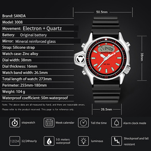 SANDA 3008 Digital Sports Watch for Teenagers, Multi-Functional Chronograph <b>Calendar</b> Outdoor <b>Electronic</b> Wristwatch - Product Image 5