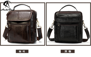 Bolso Bandolera Casual de Cuero Vacuno Genuino Andong para Hombres y Chicos, Bolso Mensajero Retro de Moda, Bolso de Mano para Negocios - Product Image 2