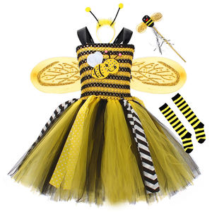 Costume d'abeille pour filles pour Halloween, robe de fée en tulle sans manches avec bandeau, chauffe-jambes, baguette magique, ailes, ensembles pour le Mardi <span class=keywords><strong>Gras</strong></span> - Product Image 5