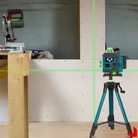 Niveau laser ONEVAN 16 lignes 360° vert, alimenté par batterie, auto-nivelant horizontal et vertical, super puissant, avec trépied de 1 mètre