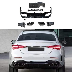 ขายดีสำหรับเบนซ์ C-Class W206 2021-2026 C63 AMG ดิฟฟิวเซอร์หลัง |   ลิ้นกันชนหลังพร้อมปลายท่อไอเสียสีดำเงิน - Product Image 1