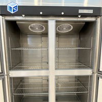 Réfrigérateur commercial vertical à double température, quatre portes, en acier inoxydable, refroidissement par air, prix d'usine