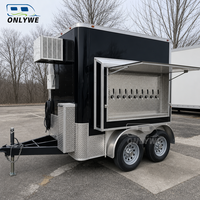 ONLYWE Remorque de bar à bière mobile entièrement équipée, camion de restauration, remorque de concession, structure en acier noir pour les ventes de barbecue, hot-dogs et festivals