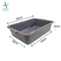 Bac de rangement en plastique robuste avec poignées latérales, boîte utilitaire grise durable pour le tri en entrepôt