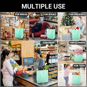 Sacs en papier kraft avec poignées, sacs en papier pour le shopping, sacs pour cadeaux de fête, mariages, anniversaires, sacs en papier haute résistance - Product Image 4