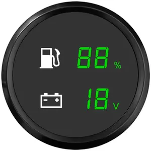 Sinyal Resistensi Yang Dapat Diprogram 52Mm Universal dengan Pengukur Level Bahan Bakar & Voltmeter Dua Dalam Satu