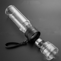 JM ROHS Conception OEM personnalisée Tasse à thé en verre à double paroi Infuseur en acier inoxydable Bouteille d'eau en verre borosilicate avec boîte