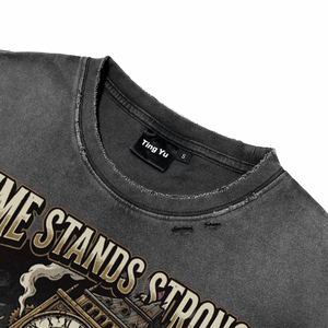 Camisetas Vintage para Hombre, Lavadas con Ácido, Desgastadas, con Estampado DTG, Negras, Estilo Steampunk, con Gráfico de Big Ben, Talla Grande - Product Image 3