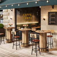 Tribesigns Table de bar ronde, table de pub bistro en bois de 39.4 pouces avec repose-pieds à anneau en métal pour salle à manger café cocktail salon