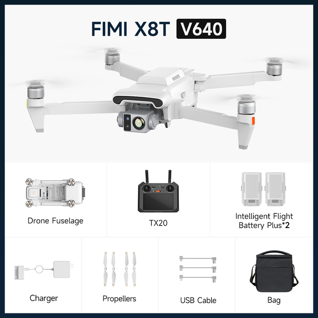 Fimi X8T Professional 4K Thermal Imaging Drone for Wildfire Emergency Response 20km Long Range Drone Accessories for Hunting