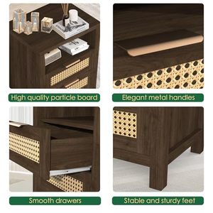 Imitation rattan bedside table, home bedroom, <b>small</b> apartment, simple solid wood storage <b>cabinet</b>, new creative shelf - Product Image 2