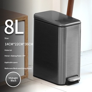 Xinan Compact 8L Stainless Steel Foot <strong>Pedal</strong> Waste <strong>Bin</strong> PP <strong>Liner</strong> Keeps Lid Open Home Office Bathroom Bedroom Living Modern - Product Image 1