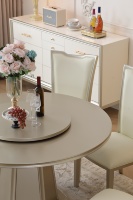 Table à manger ronde en bois massif américain, style champagne, pour villa, 6 et 8 places, avec plateau tournant, table de restaurant européenne de luxe