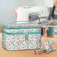 Sac de transport pour kits de couture double couche avec coussin à épingles de poignet Accessoires de couture Boîte de rangement et d'organisation