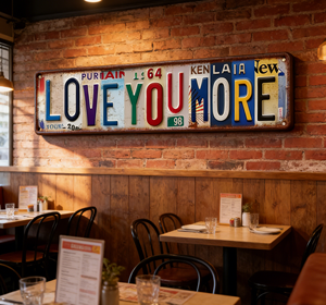 Venta al por mayor [2D PLANO] 1 pieza Letrero de metal, Letrero artístico de matrícula vintage 'Love You More' - Product Image 6