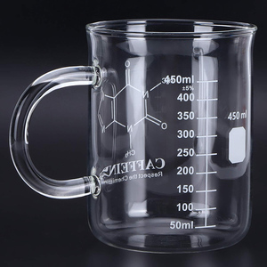 Mug en verre à café ou thé avec poignée, motif molécule chimique, pour mocha, latte, lait, cappuccino, eau, jus - Product Image 2