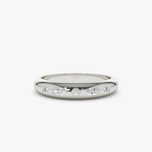 Fournisseur en gros de bijoux de luxe : Bague à sertissage encastré avec diamants marquise et ronds en dôme 14 carats - Product Image 3