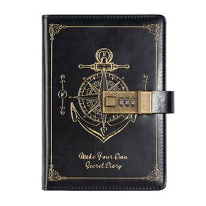 Modern Multifunction <b>Password</b> <b>Notebook</b> with Lock A5 Leather Surface Sewing Binding Custom Printing Student Diary - Product Image 2