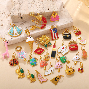 Colgantes DIY de Acero Inoxidable con Esmalte de Colores y Formas Variadas para Hacer Collares Otoño 2025 - Product Image 1