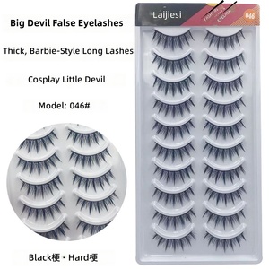 Pack de 10 paires 046 #   Cils synthétiques naturels épais style petite démonièse <span class=keywords><strong>manga</strong></span> pour maquillage de fille mignonne, look occidental léger - Product Image 3