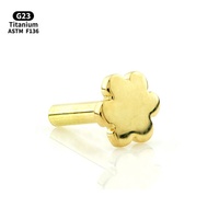 Vente en gros de bijoux de piercing pour le corps : Poste de labret sans filetage en titane G23 de 20g, taille personnalisée, avec base étoile, cœur, lune, fleur