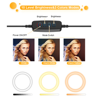 Anneau lumineux LED 10 "(10"), intensité variable, avec trépied et support pour téléphone, lampe, éclairage annulaire pour appareil photo, Selfie, pour le bureau et la maison