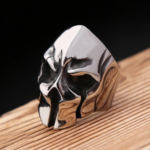 yunnique Stainless Steel <b>Skull</b> <b>Ring</b> Men's Mask Style Warrior Helmet Jewelry Gift Fashion <b>Rings</b> Size 7 8 9 10 11 12 13 - Product Image 1