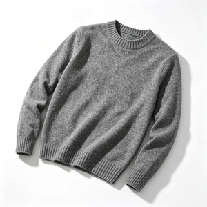 Suéter de Manga Larga para Hombre, Color Gris Jaspeado, Cuello Redondo, Mezcla de Lana de Cordero, Tejido Térmico, Clásico, Bordado Personalizado en la Parte Delantera, Otoño - Product Image 1