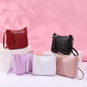 cheapest Textured high quality luxury crocodile leather mini women armpit hand bags small ladies tote popular bucket handbags