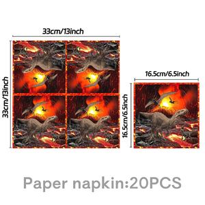 Décorations de fête de <span class=keywords><strong>dinosaure</strong></span> du volcan jurassique de vente chaude, vaisselle d'<span class=keywords><strong>anniversaire</strong></span>, assiettes en papier, serviettes, nappes et ensembles - Product Image 6