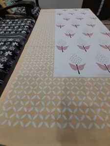 Handmade Cotton <b>Tablecloth</b> Floral Print Modern Design Customizable Dining Table Decor With Border - Product Image 4