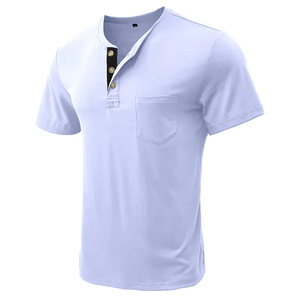 <b>Men</b> Contrasting Color Collage <b>Short</b> <b>Sleeve</b> Separated Collared <b>White</b> T-<b>Shirt</b> with Pocket - Product Image 4