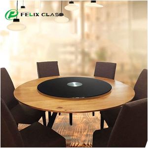 Plateau tournant en verre trempé noir plateau de service en verre trempé plateau tournant paresseux Susan pour le dîner - Product Image 6