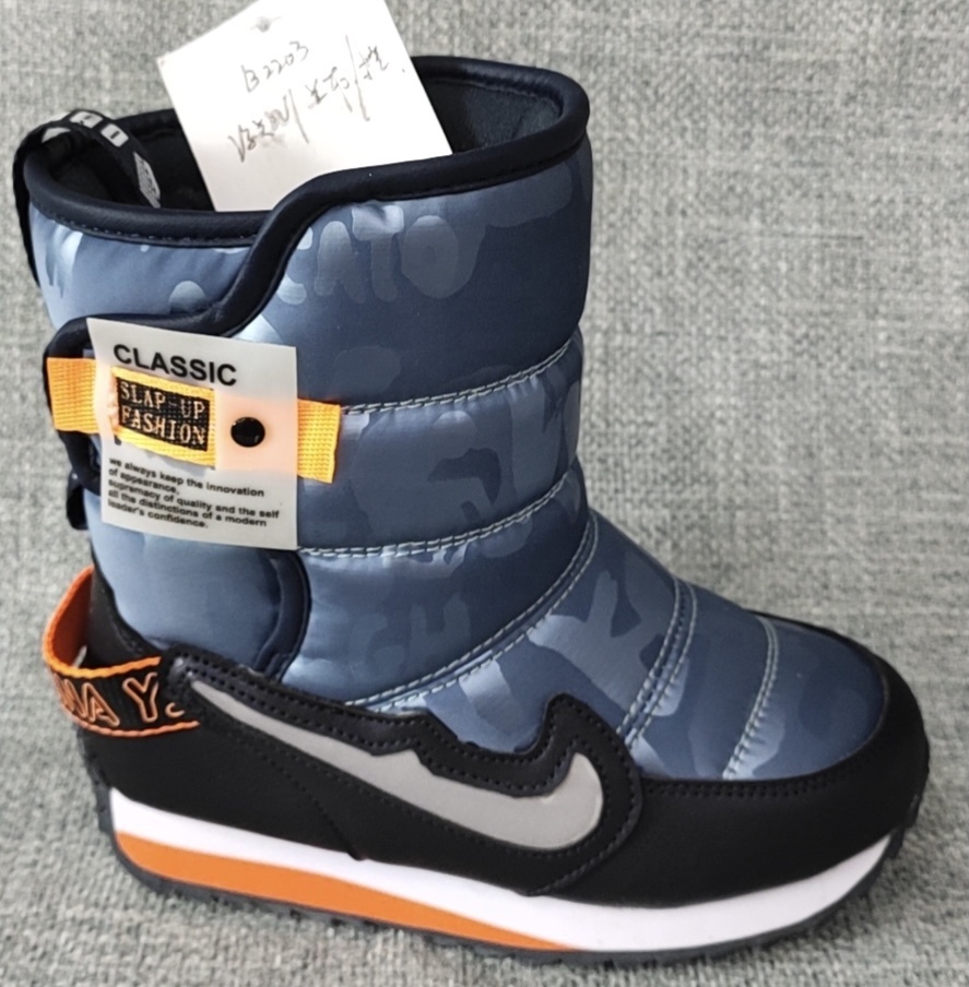 2021 Boys Letter Printing Warm Black Winter Shoes Nike Boots Snow Boots Nike For Kids