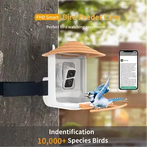 Nuovo commercio all'ingrosso di alta qualità impermeabile macchina fotografica esterna HD intelligente alimentatore per uccelli con riconoscimento AI pannello solare Pet ciotole & alimentatori