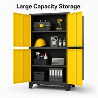 Armoire à outils en acier à quatre portes avec serrures électroniques indépendantes, étagères réglables pour le rangement des outils dans le garage et l'atelier