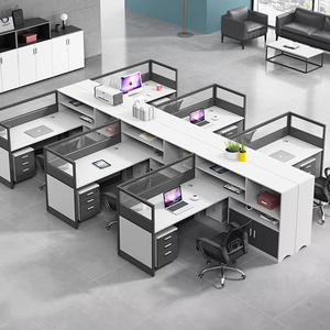 Gỗ dọc nhân viên kết hợp bàn | Thích hợp cho văn phòng của 2-6 người | bàn máy tính với phân vùng Kính - Product Image 2