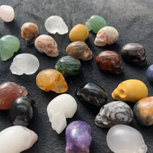 Natural Crystal Skulls Carving Polished Healing Stone Quartz Yellow Jade Amethyst Skulls