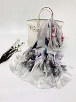ANDANTINO Écharpes longues florales 100% soie pour femmes