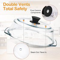 Couvercle anti-éclaboussures en verre pour micro-ondes avec tapis de protection pour micro-ondes, couvercle de protection robuste pour assiette avec trous d'aération et poignée en silicone