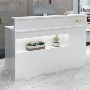 Modern Minimalist <b>Small</b> Paint Wood Metal Cash Register Beauty Salon Bar Reception <b>Desk</b> Custom Color Front <b>Desk</b> - Product Image 3