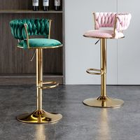 Chaise de bar moderne stable et ajustable pour le salon et l'extérieur Tabouret de bar haut en tissu de velours avec cadre en bois et en métal